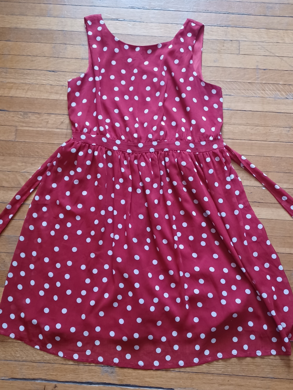 Women's Red Polka Dot Sleeveless Dress - Jules & Leopold